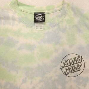 Santa Cruz Casual Crew Neck Short Sleeve Graphic Shirt Mens Size S Tie Dye Blue